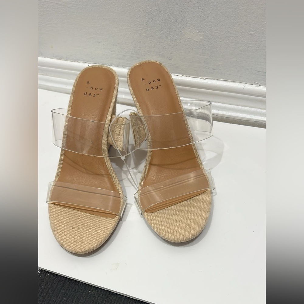 A New Day Women's Clear Strap Heels - Cream